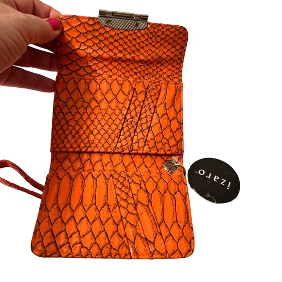 Izaro Orange Snake Embossed Card Wallet NWT - Picture 3 of 4